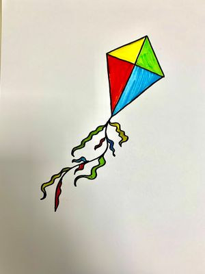 Kolorierte Zeichnung eines Drachens