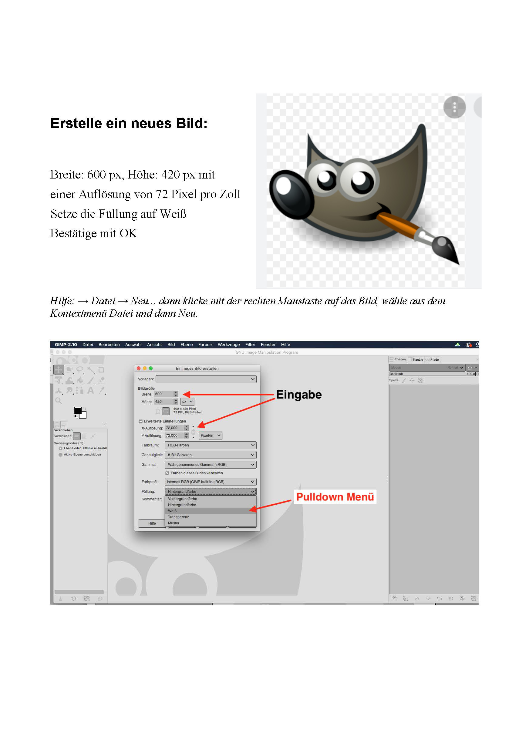 Screenshot des Tutorials von Gimp