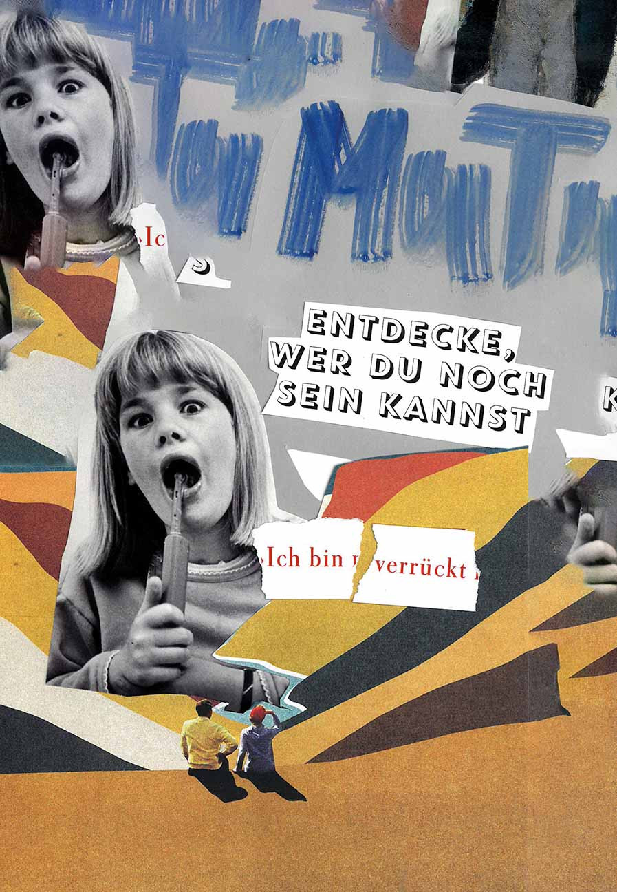 Collage zum Thema Mut, Aufschrift: 